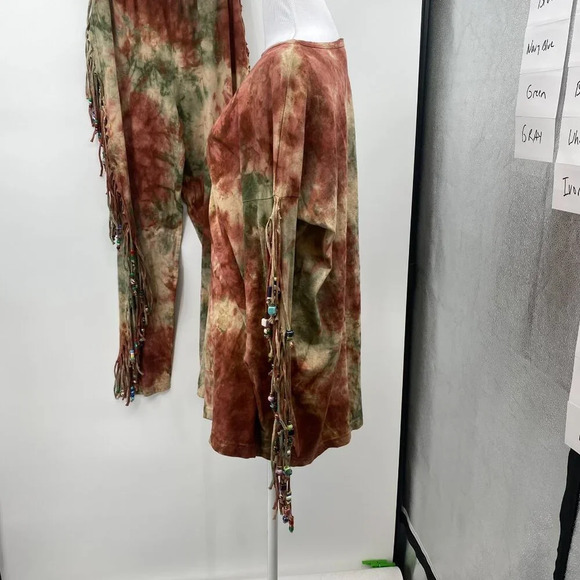 Fashion Collage Fringe Top‎ & Pull-on Pants Set OSFM Red Tie Dye Beaded Hippie - Picture 5 of 16